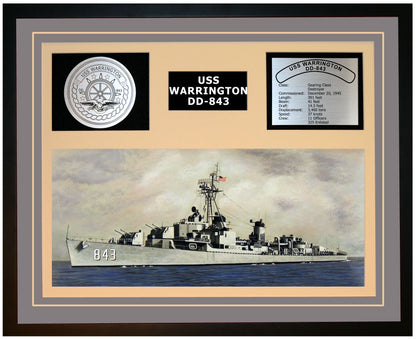 USS WARRINGTON DD-843 Framed Navy Ship Display Grey