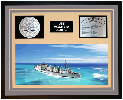 USS WICHITA AOR-1 Framed Navy Ship Display Grey