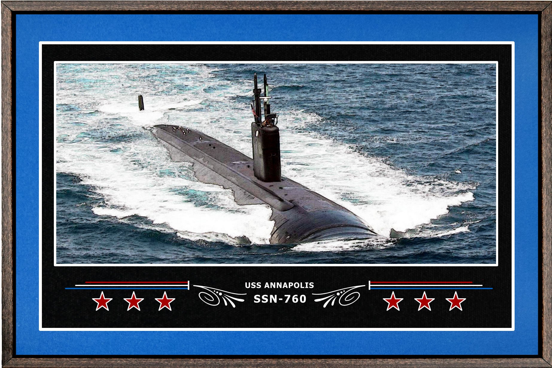 USS ANNAPOLIS SSN 760 BOX FRAMED CANVAS ART BLUE