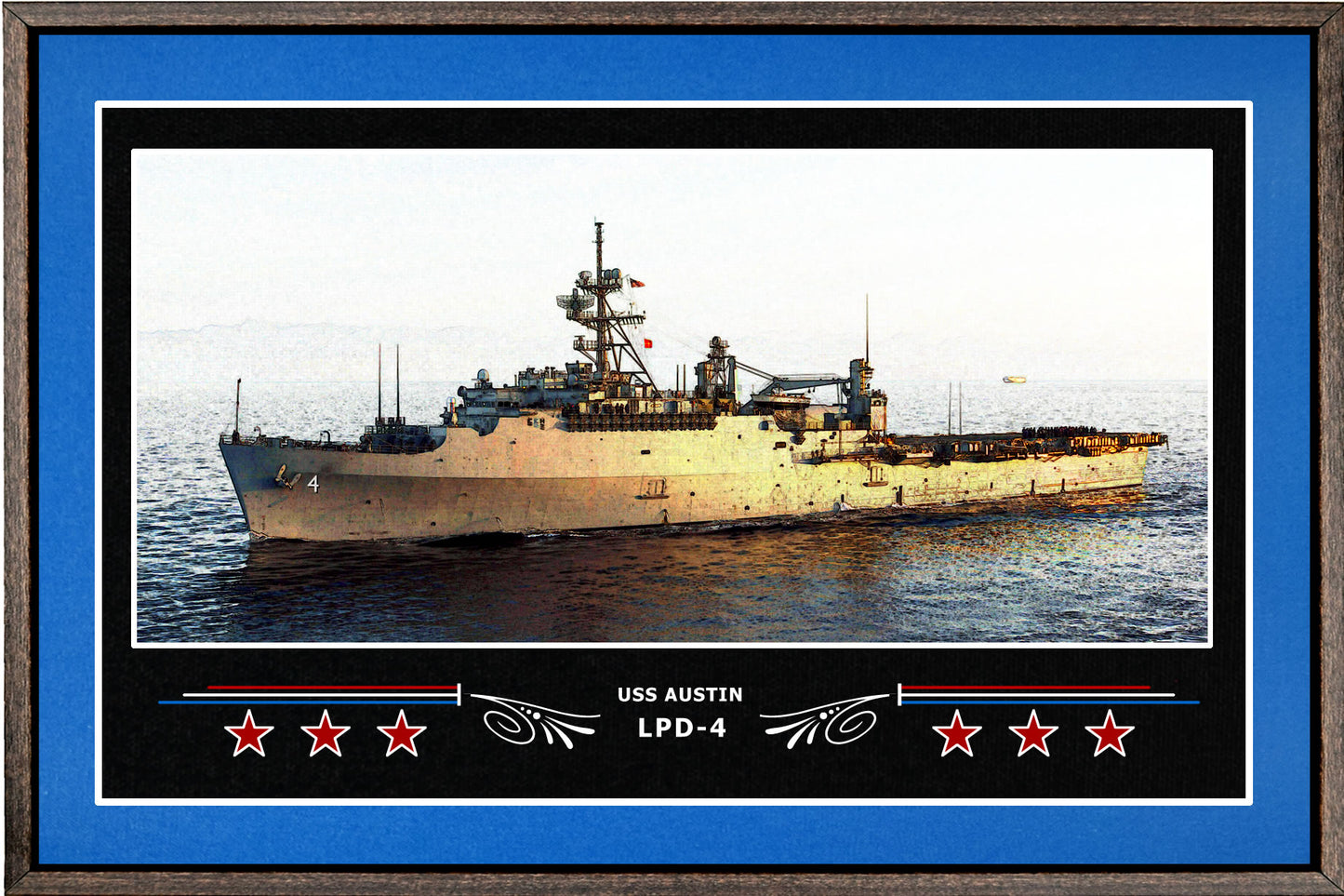 USS AUSTIN LPD 4 BOX FRAMED CANVAS ART BLUE