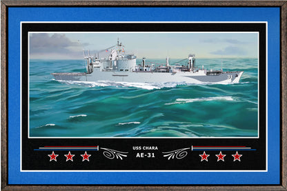 USS CHARA AE 31 BOX FRAMED CANVAS ART BLUE