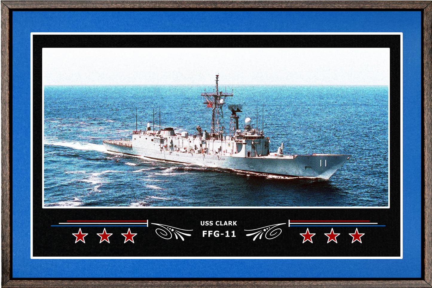 USS CLARK FFG 11 BOX FRAMED CANVAS ART BLUE