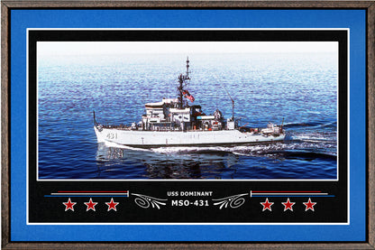 USS DOMINANT MSO 431 BOX FRAMED CANVAS ART BLUE