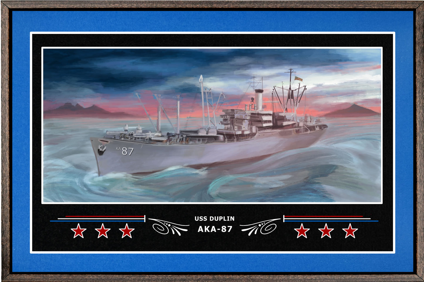 USS DUPLIN AKA 87 BOX FRAMED CANVAS ART BLUE