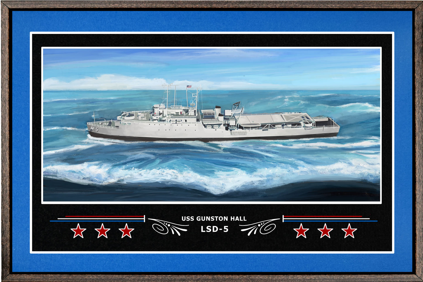 USS GUNSTON HALL LSD 5 BOX FRAMED CANVAS ART BLUE