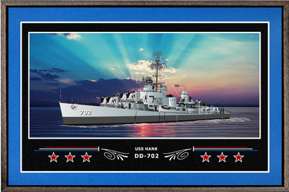 USS HANK DD 702 BOX FRAMED CANVAS ART BLUE