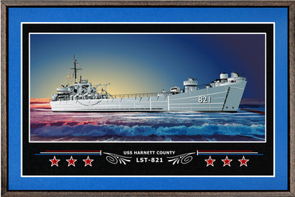 USS HARNETT COUNTY LST 821 BOX FRAMED CANVAS ART BLUE