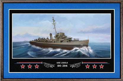 USS LIDDLE DE 206 BOX FRAMED CANVAS ART BLUE