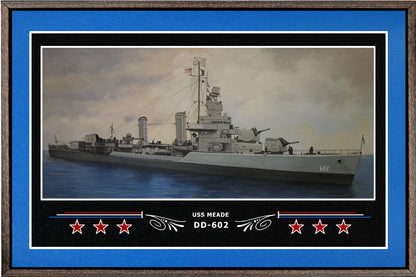 USS MEADE DD 602 BOX FRAMED CANVAS ART BLUE