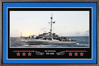 USS METIVIER DE 582 BOX FRAMED CANVAS ART BLUE