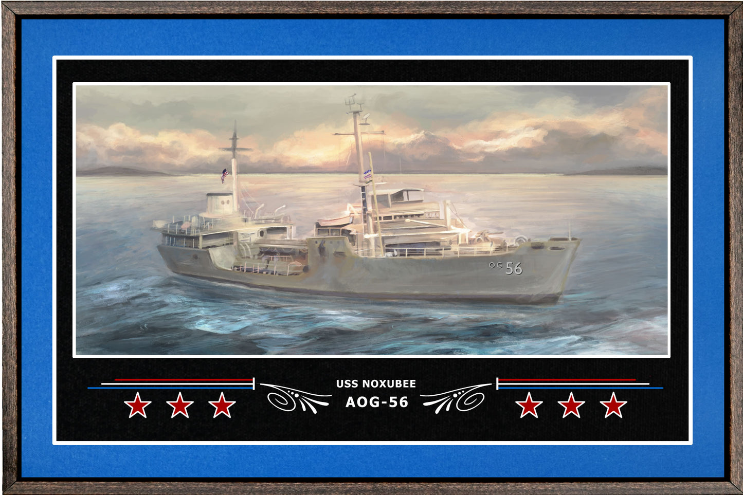 USS NOXUBEE AOG 56 BOX FRAMED CANVAS ART BLUE