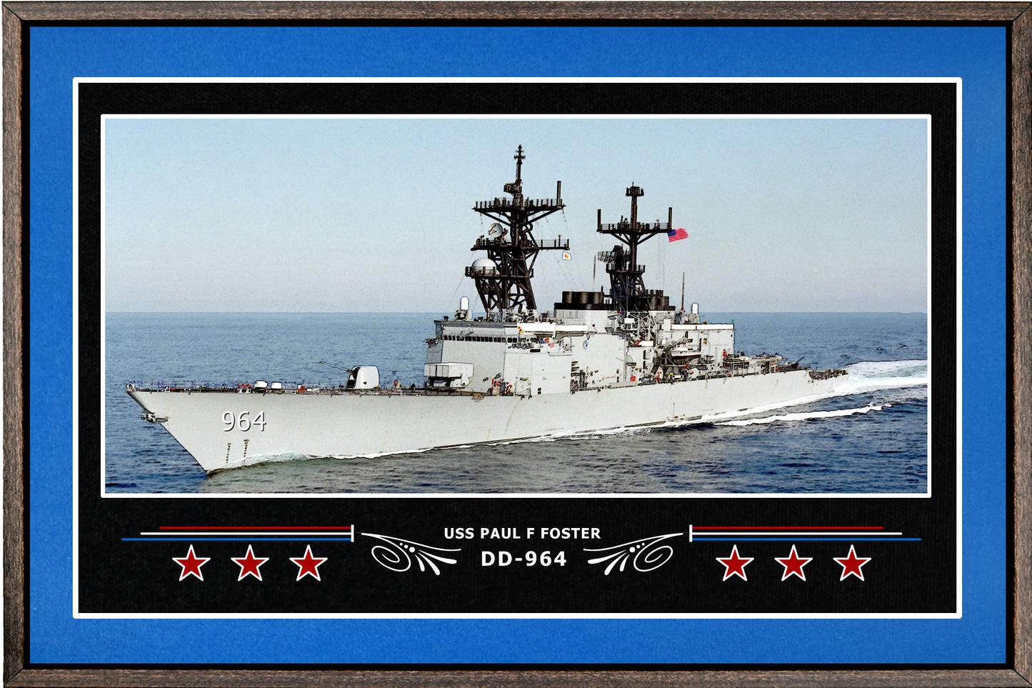 USS PAUL F FOSTER DD 964 BOX FRAMED CANVAS ART BLUE