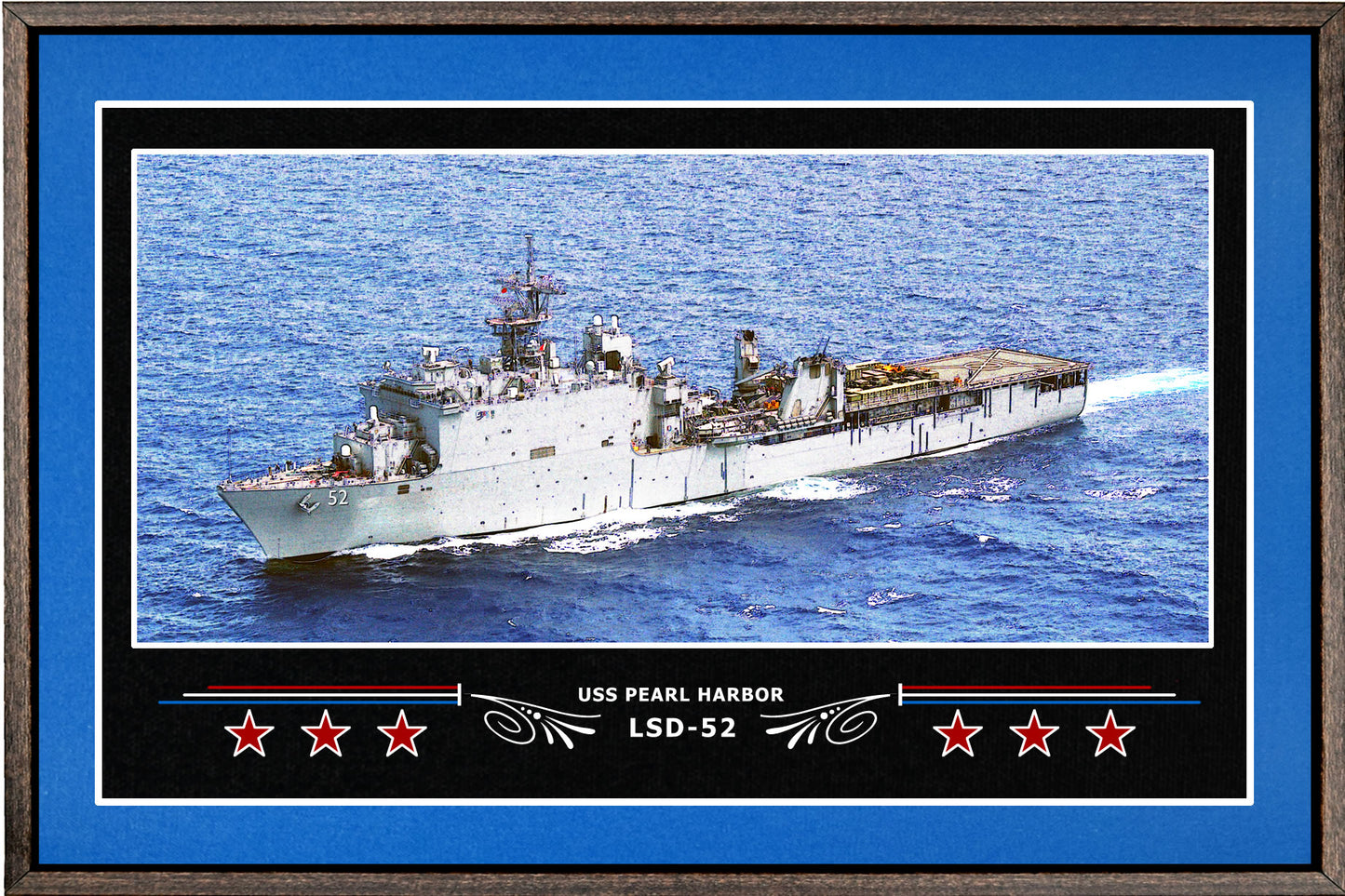 USS PEARL HARBOR LSD 52 BOX FRAMED CANVAS ART BLUE