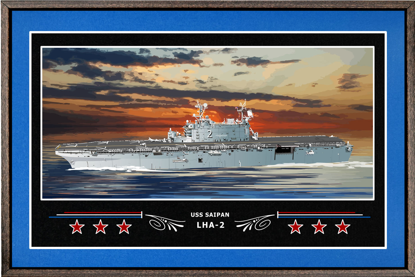 USS SAIPAN LHA 2 BOX FRAMED CANVAS ART BLUE