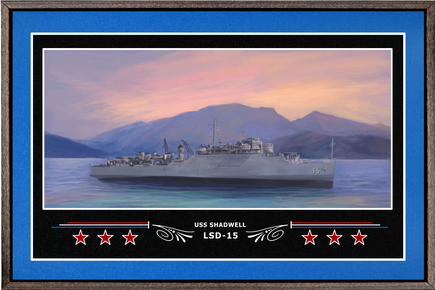 USS SHADWELL LSD 15 BOX FRAMED CANVAS ART BLUE