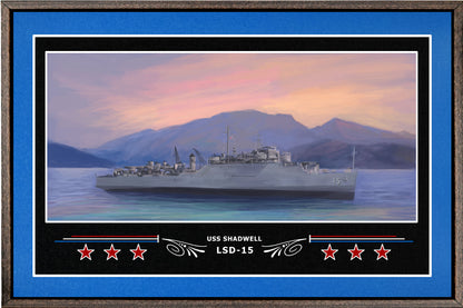 USS SHADWELL LSD 15 BOX FRAMED CANVAS ART BLUE