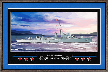 USS SILVERSTEIN DE 534 BOX FRAMED CANVAS ART BLUE