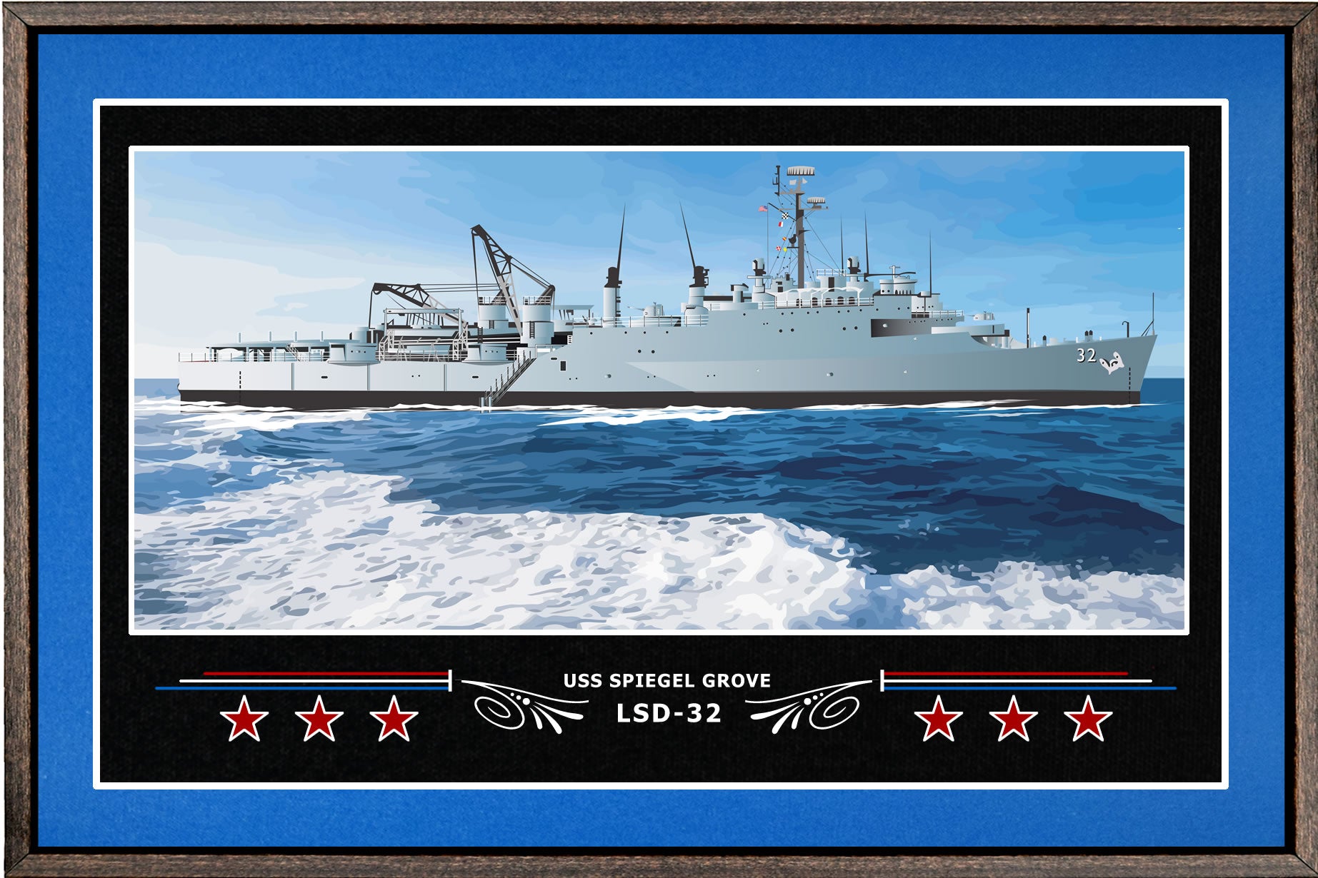 USS SPIEGEL GROVE LSD 32 BOX FRAMED CANVAS ART BLUE