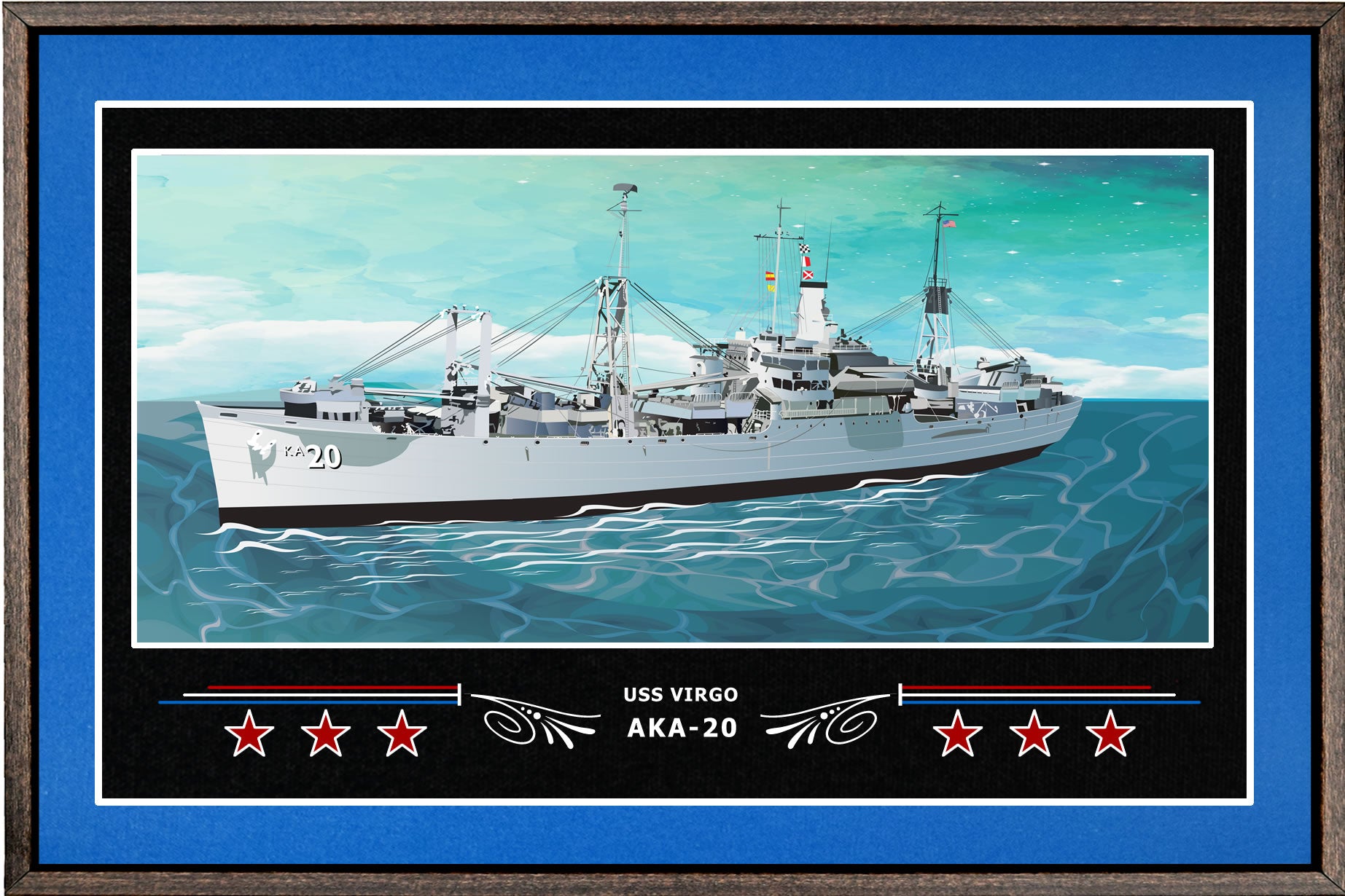 USS VIRGO AKA 20 BOX FRAMED CANVAS ART BLUE