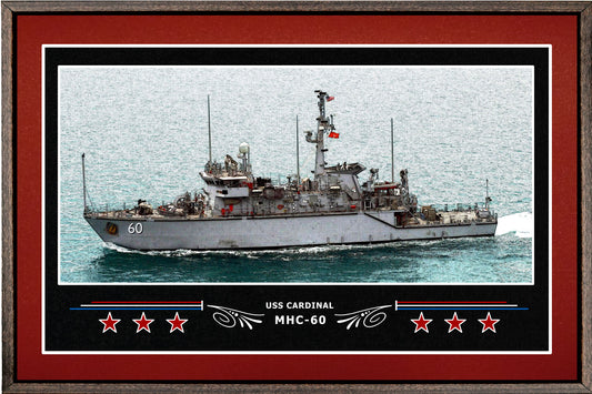 USS CARDINAL MHC 60 BOX FRAMED CANVAS ART BURGUNDY