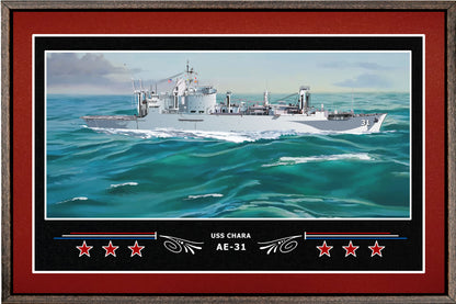 USS CHARA AE 31 BOX FRAMED CANVAS ART BURGUNDY