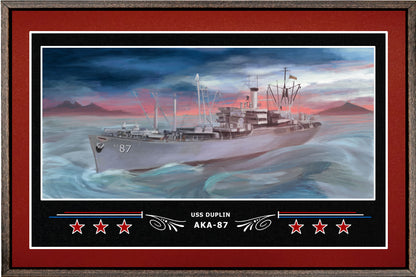 USS DUPLIN AKA 87 BOX FRAMED CANVAS ART BURGUNDY