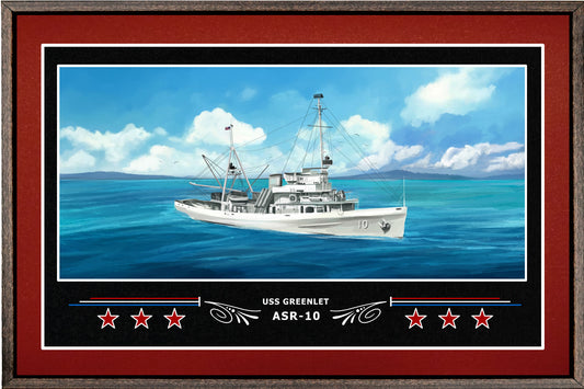 USS GREENLET ASR 10 BOX FRAMED CANVAS ART BURGUNDY