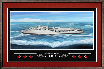 USS GUNSTON HALL LSD 5 BOX FRAMED CANVAS ART BURGUNDY