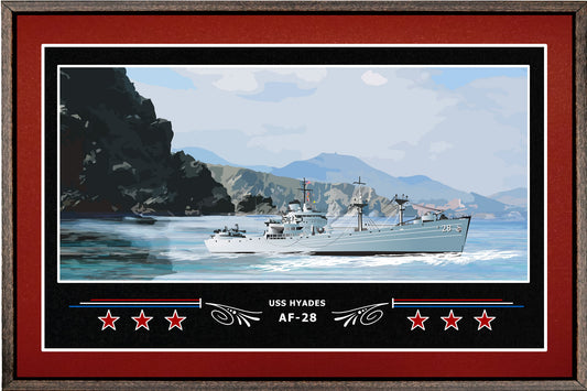 USS HYADES AF 28 BOX FRAMED CANVAS ART BURGUNDY