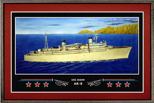 USS JASON AR 8 BOX FRAMED CANVAS ART BURGUNDY