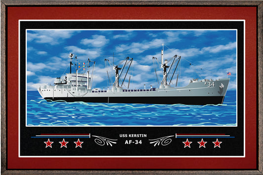 USS KERSTIN AF 34 BOX FRAMED CANVAS ART BURGUNDY