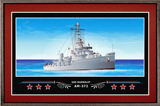 USS MURRELET AM 372 BOX FRAMED CANVAS ART BURGUNDY