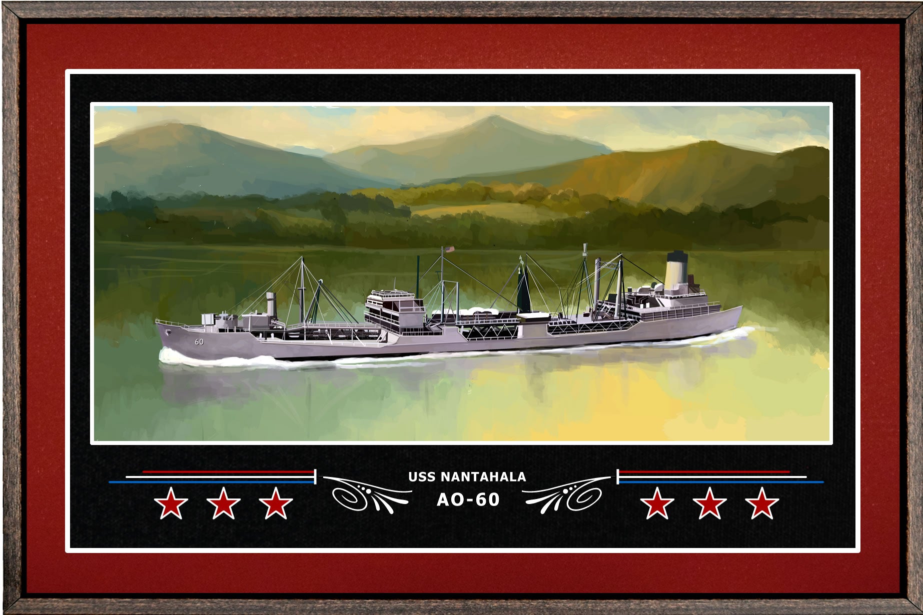 USS NANTAHALA AO 60 BOX FRAMED CANVAS ART BURGUNDY