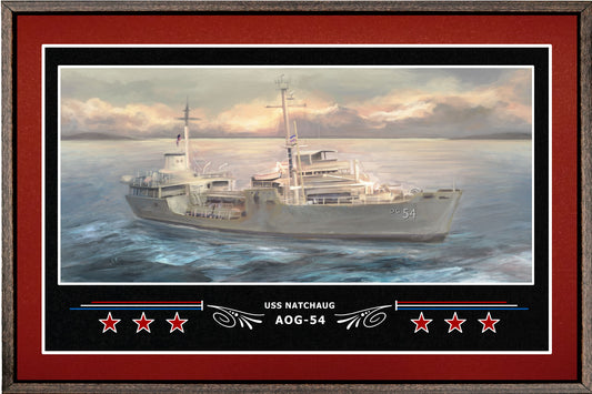 USS NATCHAUG AOG 54 BOX FRAMED CANVAS ART BURGUNDY