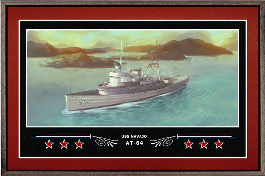 USS NAVAJO AT 64 BOX FRAMED CANVAS ART BURGUNDY