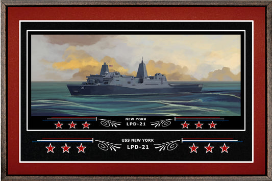 USS NEW YORK LPD 21 BOX FRAMED CANVAS ART BURGUNDY