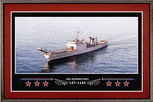 USS SCHENECTADY LST 1185 BOX FRAMED CANVAS ART BURGUNDY