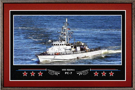 USS SQUALL PC 7 BOX FRAMED CANVAS ART BURGUNDY