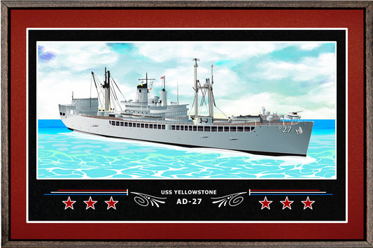 USS YELLOWSTONE AD 27 BOX FRAMED CANVAS ART BURGUNDY