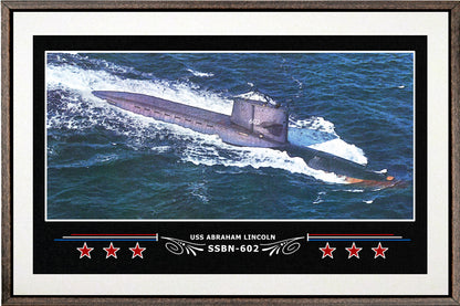 USS ABRAHAM LINCOLN SSBN 602 BOX FRAMED CANVAS ART WHITE