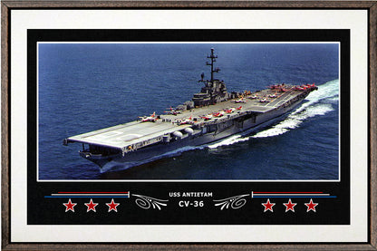 USS ANTIETAM CV 36 BOX FRAMED CANVAS ART WHITE