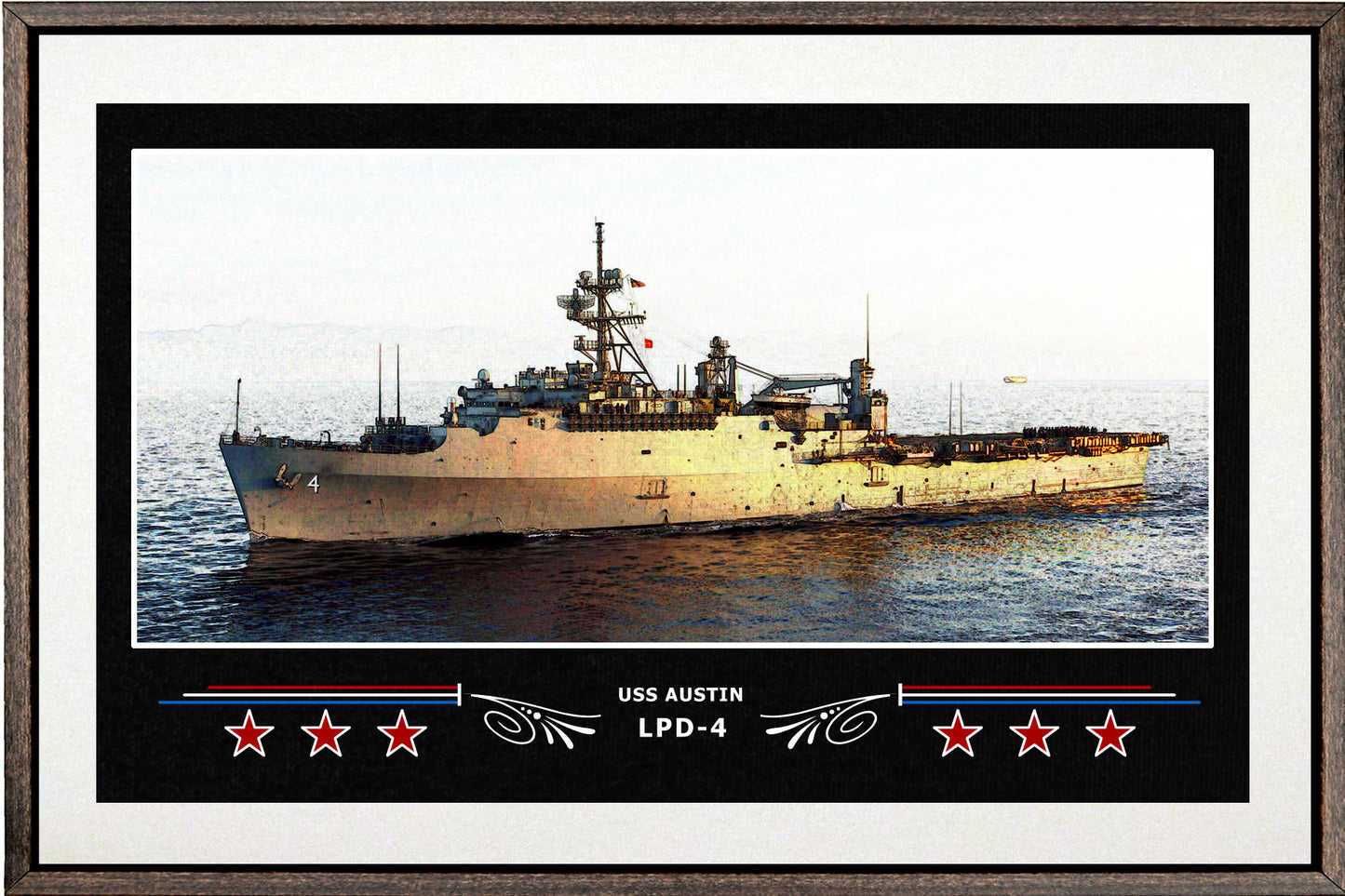 USS AUSTIN LPD 4 BOX FRAMED CANVAS ART WHITE