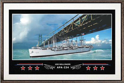 USS BOLLINGER APA 234 BOX FRAMED CANVAS ART WHITE