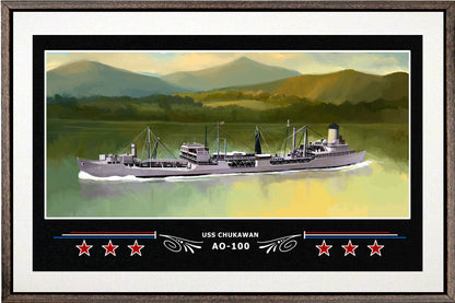 USS CHUKAWAN AO 100 BOX FRAMED CANVAS ART WHITE