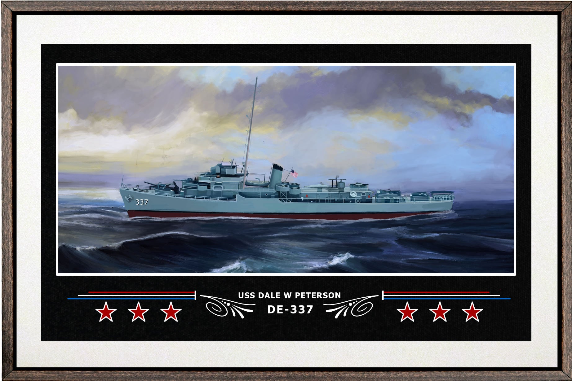 USS DALE W PETERSON DE 337 BOX FRAMED CANVAS ART WHITE