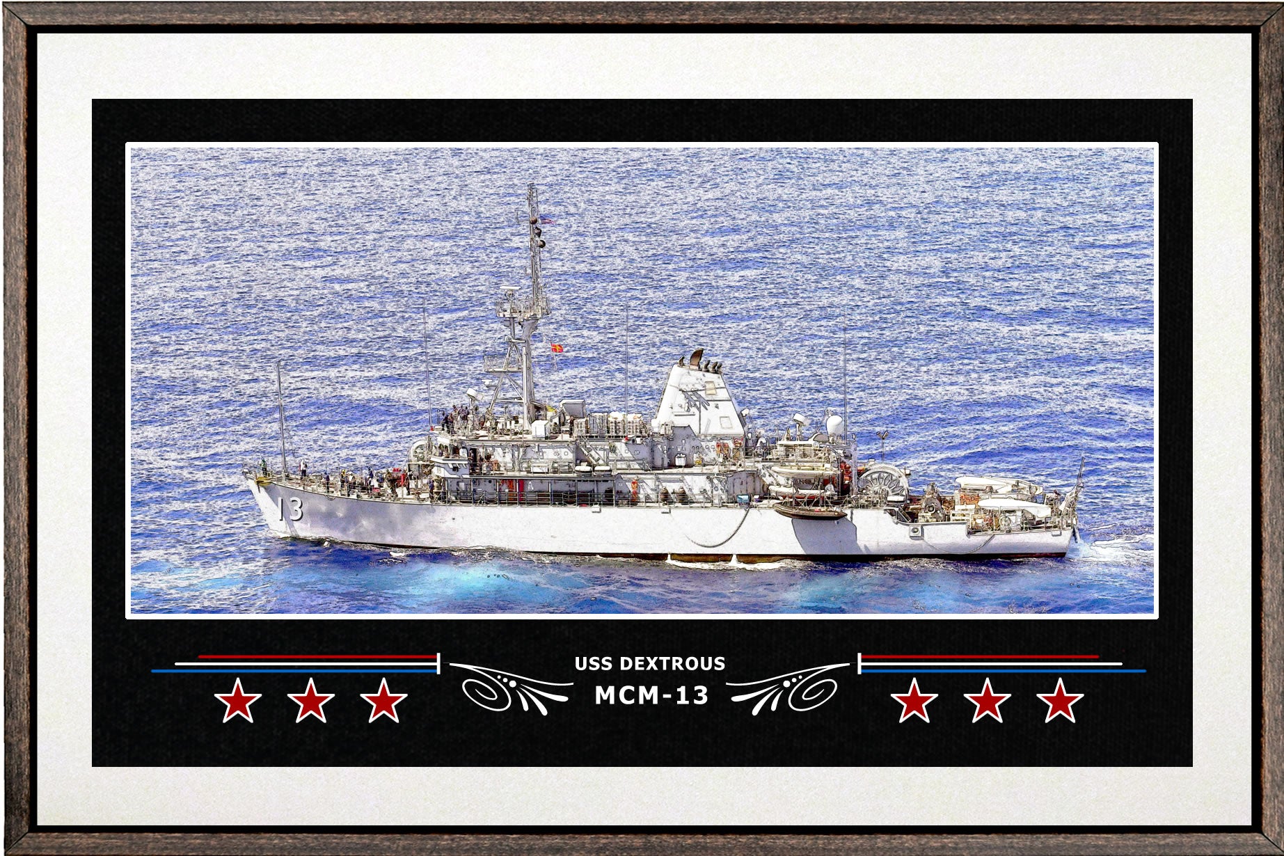 USS DEXTROUS MCM 13 BOX FRAMED CANVAS ART WHITE