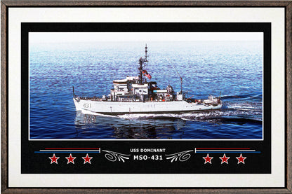 USS DOMINANT MSO 431 BOX FRAMED CANVAS ART WHITE