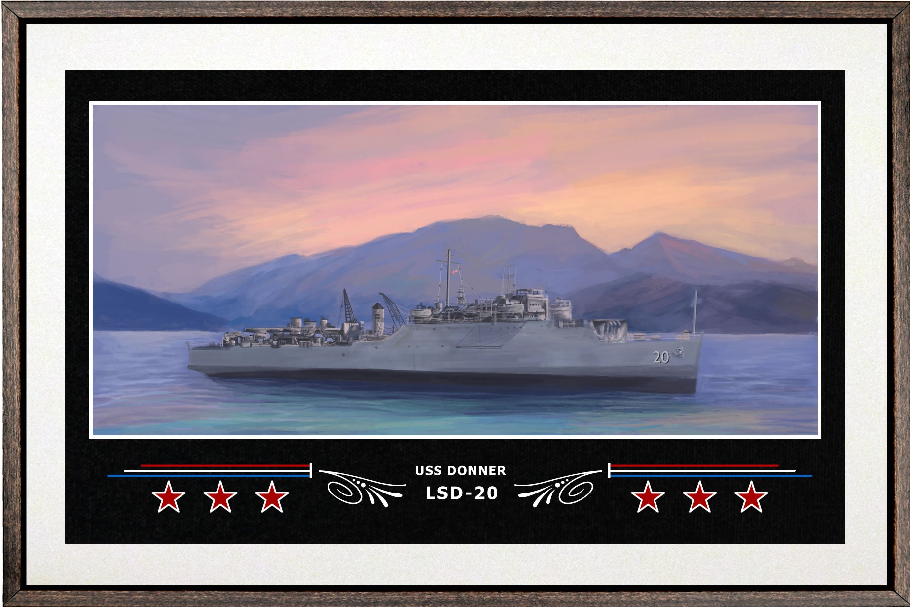 USS DONNER LSD 20 BOX FRAMED CANVAS ART WHITE