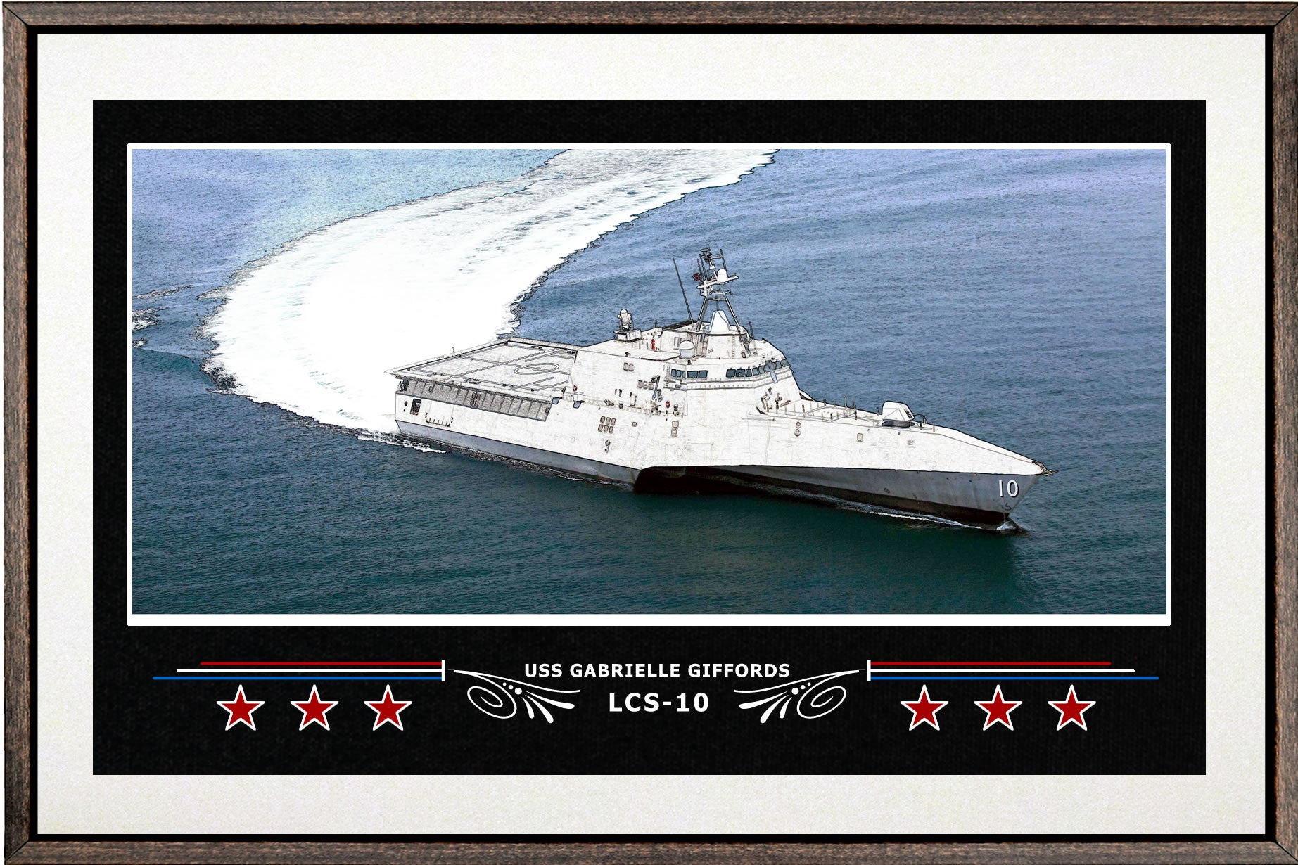 USS GABRIELLE GIFFORDS LCS 10 BOX FRAMED CANVAS ART WHITE