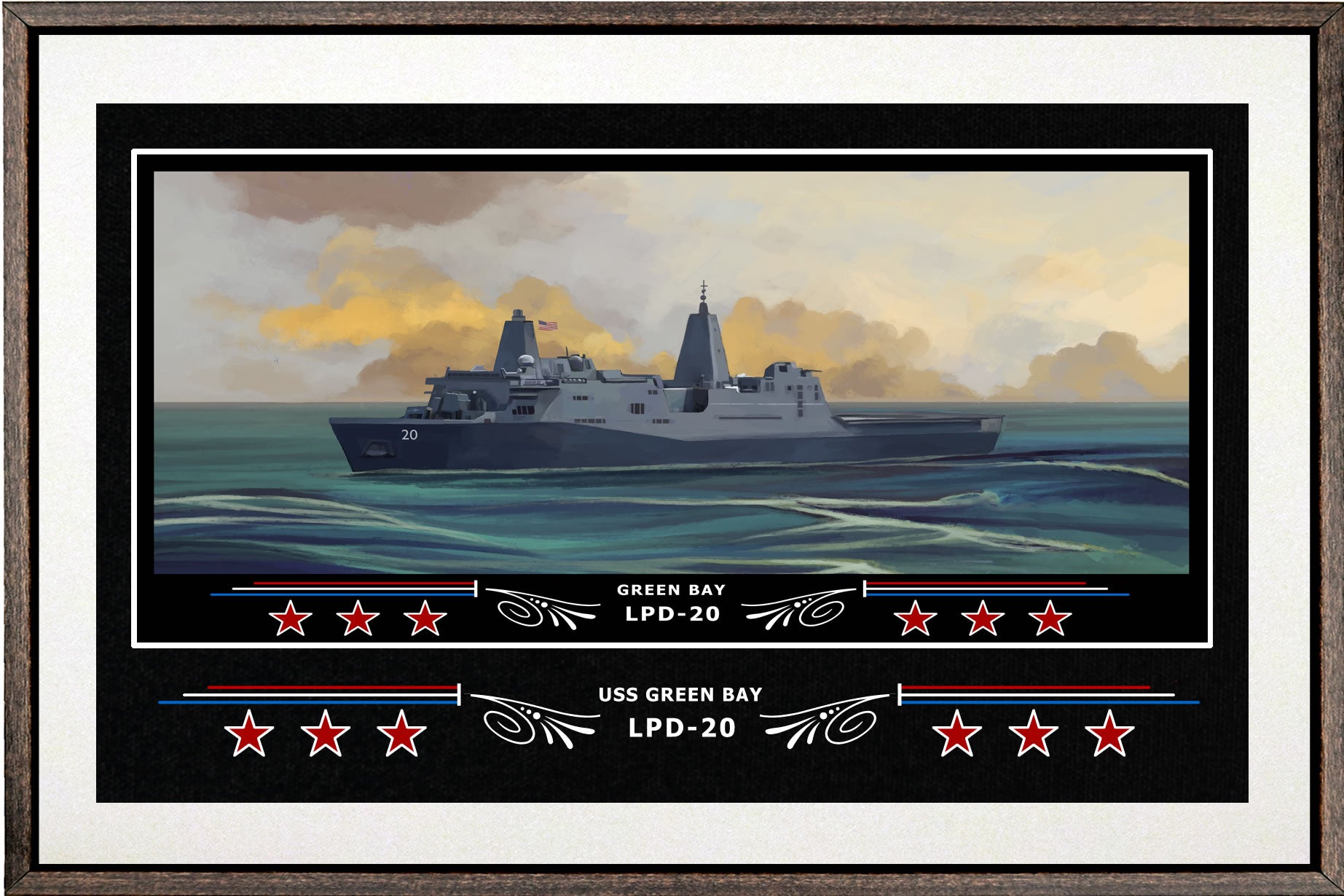 USS GREEN BAY LPD 20 BOX FRAMED CANVAS ART WHITE